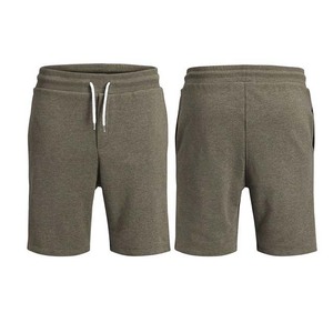Shorts Bermuda en coton gris uni pour homme avec cordon de serrage à la taille, style décontracté, longueur mi-longue, tissu respirant - Product Image 5