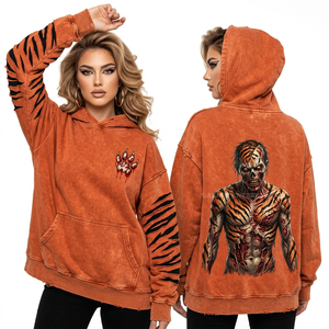 Sweat-shirt à capuche pour femme, motif de danger nucléaire jaune acide, imprimé slime toxique, streetwear vieilli, thème biohazard personnalisé - Product Image 5