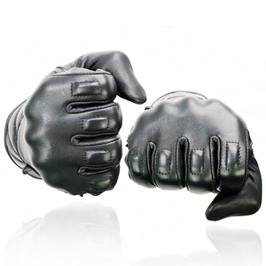 Samroz Sports Men's Grey Perforated Leather Full Finger Motorcycle Hand <b>Gloves</b> W/Breathable ‘Open Knuckle - Product Image 2