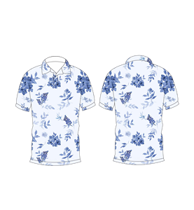 เสื้อโปโลผู้ชายพิมพ์ลายดอกไม้สีฟ้าแขนสั้นลำลองแฟชั่นฤดูร้อนเสื้อยืดคอปกระบายอากาศได้ - Product Image 6