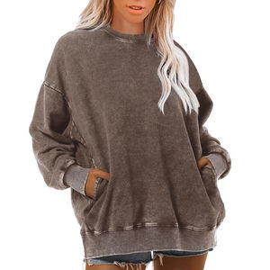 Unique Design Acid Wash Sweatshirts For Women Custom Manufacturer Breathable New Style Sweat <b>Shirts</b> For Women - Product Image 1