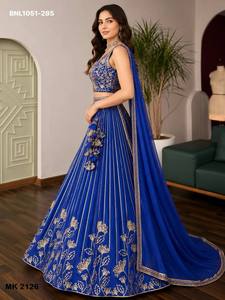<b>Top</b> Quality Faux Geoargette Silk with Zari with Sequence work A-Line Semi-Stitched Blue <b>Lehenga</b>-Choli Set Online Shopping India - Product Image 6