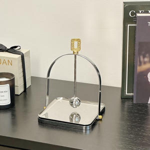 Glam Metal Napkin Holder With <b>Weighted</b> Arm Gold Square Tray Free <b>Standing</b> Tissue Dispenser Home Decor - Product Image 4