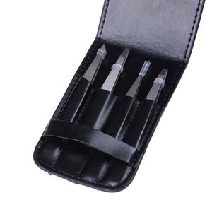 4 Pcs Professional Stainless Steel Eyebrow Tweezers <b>Set</b> Pouch Custom Logo Durable Eco-Friendly Lightweight Reusable <b>Squared</b> Tip - Product Image 4