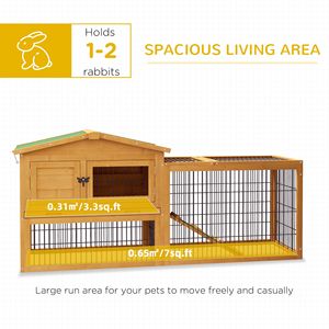 Conigliera da Esterno a 2 Livelli, 150 cm, Gialla, con Tetto Apribile, Arredamento per Animali Domestici - Product Image 3