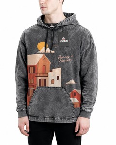 Sweat à capuche vintage délavé pour homme, coupe oversize, en coton doux, style streetwear décontracté, avec service OEM, qualité supérieure - Product Image 1