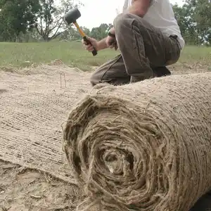 Hoja de arpillera textil de yute geométrico orientada a la exportación de alta calidad, rollo de tela de lona 100%, respetuoso con el medio ambiente natural de Bangladesh