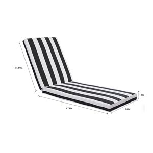 2 Cojines de Repuesto para Silla de Jardín, Cojín de Asiento con Rayas Blancas/Negras para Muebles de Patio, Cojines Decorativos para Exteriores - Product Image 2