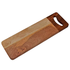 Planche de cuisine en bois naturel, bloc à découper rectangulaire avec poignée pour usage en cuisine - Product Image 1
