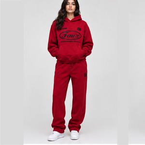 Survêtement personnalisé pour femme, OEM, polyester/coton, style décontracté, ensemble deux pièces, impression sérigraphique, design personnalisé, vêtements de mode - Product Image 1