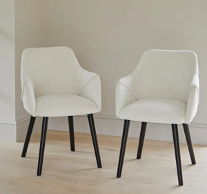 Ensemble de table à manger en teck massif moderne Per Se avec chaises rembourrées blanches, ensemble de meubles de salle à manger contemporains de luxe - Product Image 2