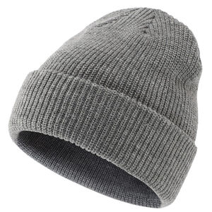 Unisex Rib Knit Beanie <b>Hat</b> Solid Gray Winter Cap Casual Style 100% Acrylic Computer Knitted for Adults - Product Image 2