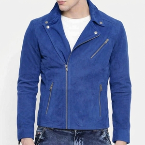 Custom <b>Men</b>’s <b>Suede</b> Leather Biker <b>Jacket</b> Slim Fit Stand Collar Asymmetric Zipper Casual Autumn Moto <b>Jackets</b> Manufacturer - Product Image 6