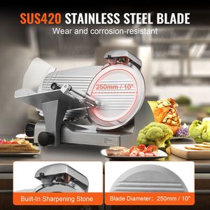 Affettatrice Elettrica per Alimenti 340W con Lama in Acciaio Inox SUS420 da 10 Pollici, Tritacarne e Affettatrice con Pietra Affilatrice Regolabile da 0,6 Pollici - Product Image 4