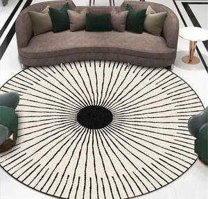 Alfombra Antideslizante de Primera Calidad Hecha a Mano |   Alfombra Circular Moderna con Diseño Radial de Rayos de Sol |   Lana de Nueva Zelanda 100% Monocromática de Lujo - Product Image 5