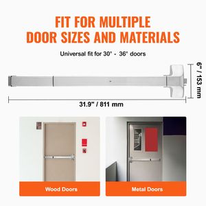 Barra Antipanico in Acciaio Inox da 31 Piedi per Porte di Emergenza Commerciali, Leva con 3 Chiavi per Porte Esterne Commerciali - Product Image 4