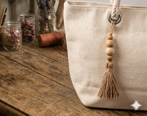 Wood <b>Bead</b> Tassel Decorative <b>Fringe</b> in Natural Blue Green Orange Colors - Product Image 2