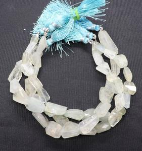 Perles de pierres précieuses en aquamarine naturelle, facettées, de forme irrégulière, 10-12 mm, perles d'aquamarine en vrac, 8,5 pouces, pour la création de bijoux - Product Image 2