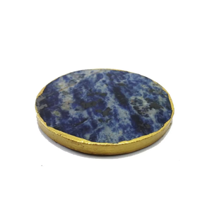 Posavasos de cristal de sodalita de alta calidad en oferta, posavasos redondos de piedra preciosa para bebidas con soporte para café para el hogar - Product Image 1