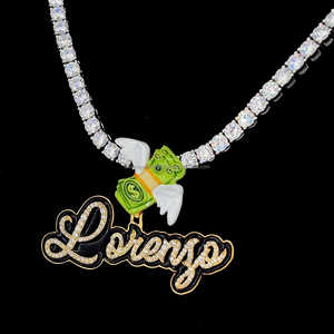 Personalización nombre Personal último Moissanite 925 Plata Diamante Negro esmalte personalizado dólar fianza helado colgante para Unisex - Product Image 4