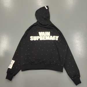 Make Them Look Patchwork <b>Hoodie</b> <b>Men</b> Oversized Streetwear <b>Black</b> Cotton Knitted Front Logo Distressed Acid Wash <b>Hoodie</b> - Product Image 6