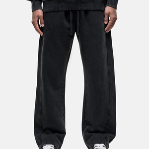 Pantalones Deportivos Anchos Negros para Hombre, Cintura Elástica, Estilo Casual, con Bolsillos Laterales, Tejido de Peso Medio, Estilo Otoñal - Product Image 4