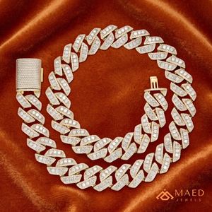 Rose Gold Plated & Gold Plated Moissanite Cuban Link Chain Iced Out Hip Hop Luxury <b>Statement</b> <b>Necklace</b> for Men Women Party - Product Image 3