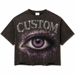 T-shirt en coton imprimé tendance Glory Custom, style vintage, manches courtes, effet délavé, imprimé graphique, unisexe. - Product Image 1