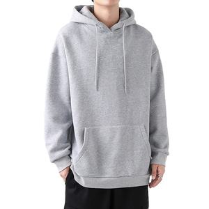 เสื้อฮู้ดดี้สไตล์ฮิปฮอปทรงหลวมแบบสั่งทำพิเศษ ผ้าฝ้าย 100% สีพื้นลำลองสำหรับผู้ชาย - Product Image 5