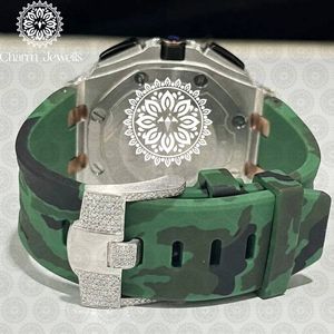 Montre de luxe pour homme Charm, boîtier de 40 mm, mouvement mécanique analogique, bracelet en acier inoxydable serti de diamants, cadran en verre lumineux, automatique - Product Image 5