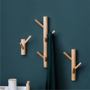 Modern Tree Branch Wall Mounted Wooden Coat Rack Solid Wood Clothes Hanger Decorative Hat Towel Key Holder Hook Organizer Stand - Product Image 1