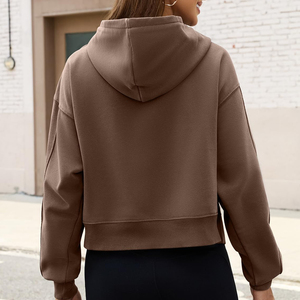 Soft Cotton <b>Zip</b> <b>Up</b> Streetwear Cropped Hoodies for <b>Women</b> Drawstring Hood High Quality Zipper Customized <b>Women</b> Crop <b>Top</b> Hoodie - Product Image 3