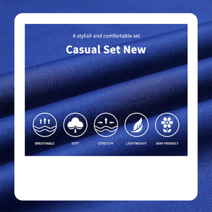 Ensemble de survêtement bleu pour homme, fermeture éclair intégrale, col montant, style sportif, deux pièces, avec bandes blanches, poches latérales, coupe classique - Product Image 6