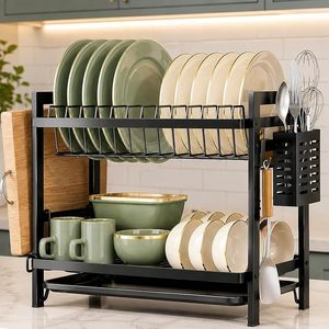 Escurridor de Platos de 2 Niveles con Bandeja de Drenaje Extraíble - Product Image 1