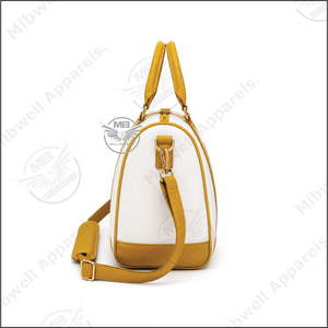 กระเป๋าดัฟเฟิลสีขาว Philo White Gold รุ่น 1943 พร้อมซิปปิดแบบ Crest สำหรับเดินทางช่วงสุดสัปดาห์ ทำจากผ้าแคนวาสที่ทนทาน - Product Image 3