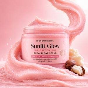 Exfoliante Corporal Natural Sunlit Glow Shea Sugar Scrub con Manteca de Karité para Eliminar Piel Muerta e Hidratación Profunda, Marca Privada OEM - Product Image 1