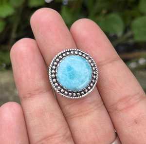 Anillo de Plata Larimar, Anillo de Plata de Ley 925, Plata de Ley 925 Sólida - Product Image 3