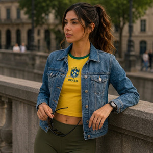 Camiseta Deportiva Corta de Manga Corta para Mujer, Cuello Redondo, Amarillo Verde, Tejido de Poliéster, Corte Ajustado, para Primavera y Verano - Product Image 6