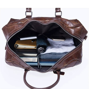 Bolsa de Viaje Deportiva de Gran Capacidad en Cuero Genuino, Bolsa de Lona para Gimnasio, Bolsa de Mano para Fin de Semana o Viajes Cortos para Hombre - Product Image 2