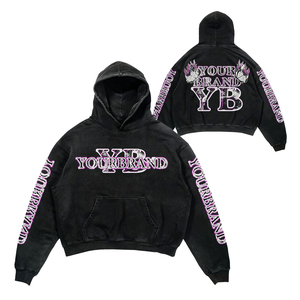 Custom Men's Oversized Pullover <b>Hoodie</b> Cotton Brushed Fleece Puff Printing Custom Front and Back Logo Autumn Vintage Streetwear - Product Image 1