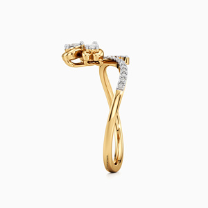 Bague en diamant de culture inspirée de la nature pour femme, coupe poire, trois pierres, motif floral, or 10K 14K 18K, argent 925 935 - Product Image 4