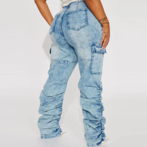 Jean en denim tendance et respirant pour femme, coupe droite, taille mi-haute, 6 poches, idéal pour l'été, qualité abordable - Product Image 6