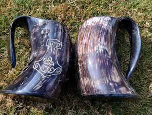 Mug à boire viking en corne de vache artisanal, écologique, léger, passe au lave-vaisselle, finition brillante, pour mariage, bière, vin, thé, café - Product Image 6
