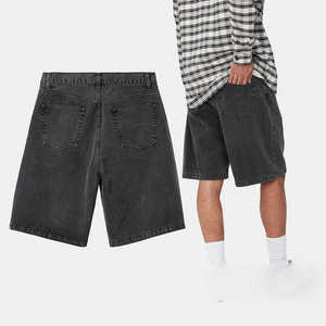 Custom Logo Color Vintage Casual Men <b>Boot</b> Cut Mid Distressed Denim Baggy Wash Jorts Jeans Shorts - Product Image 2