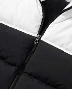 Veste matelassée imperméable à capuche, color block noir et blanc, fermeture éclair intégrale, hiver, unisexe, décontractée, polyester/nylon - Product Image 3