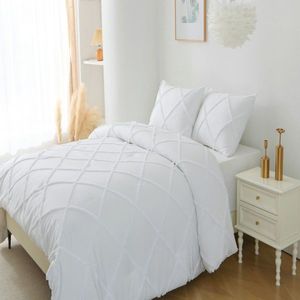 Queen Boho Tufted Bedding <b>Set</b> 3-Piece <b>Comforter</b> with Down Alternative & 2 Pillow Shams White Bedding - Product Image 6
