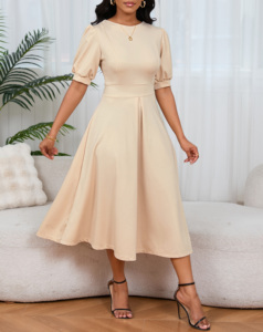 ชุดเดรสหรูหราสำหรับผู้หญิง แขนสั้นพอง ชุดเดรสยาว คอกลม <span class=keywords><strong>เอ</strong></span>วเข้ารูป <span class=keywords><strong>ทรง</strong></span><span class=keywords><strong>เอ</strong></span>ไลน์ ชุดไซส์ใหญ่ เหมาะสำหรับใส่ไปโบสถ์ - Product Image 5