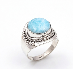 Natural Larimar Gemstone <b>Ring</b> 925 Sterling Silver Rose <b>Gold</b> Yellow <b>Gold</b> Plated Handmade Statement <b>Cocktail</b> <b>Ring</b> for Women Her - Product Image 3