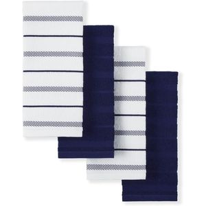 Ensemble de 4 serviettes de cuisine Albany bleu cobalt/blanc, taille 16"x26" - Product Image 1