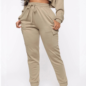 Unisex Heavyweight Solid Two-Piece Set 100% Cotton Hooded Cropped <b>Tracksuit</b> with Hoodie Sustainable Adult Clothing - Product Image 3